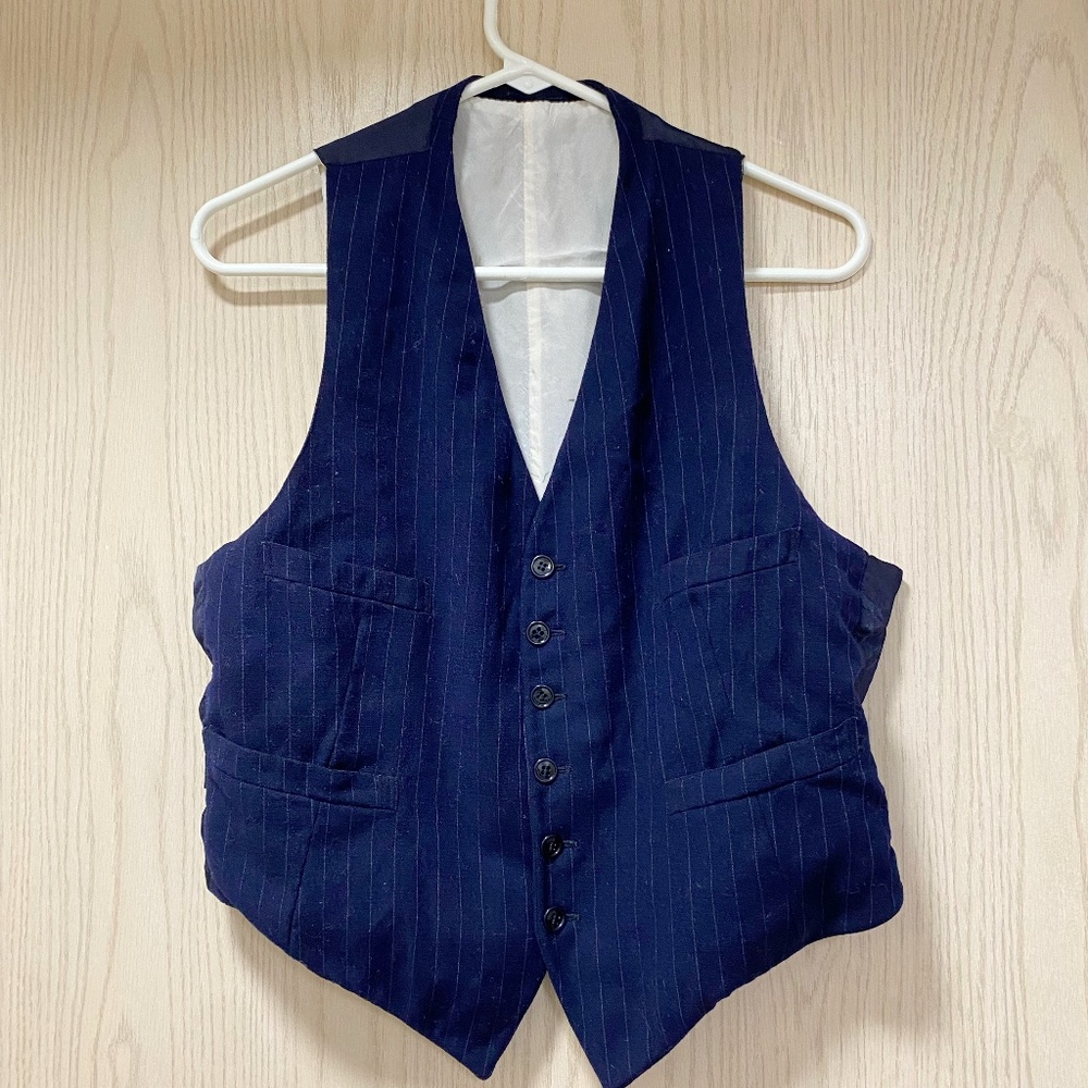 Vintage Blue  Size M Women’s Blue Wool  Stripped  Vest
